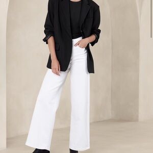 Banana Republic High Rise White Wide-Leg Pants Size 32 Trouser Workwear Spring